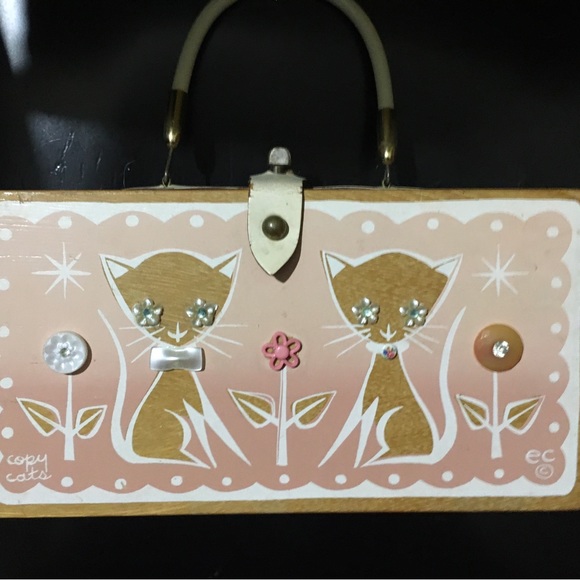Vintage Enid Collins PINK “Copy Cat” Wooden box bag. CHECK MEOWT!! - Picture 10 of 15
